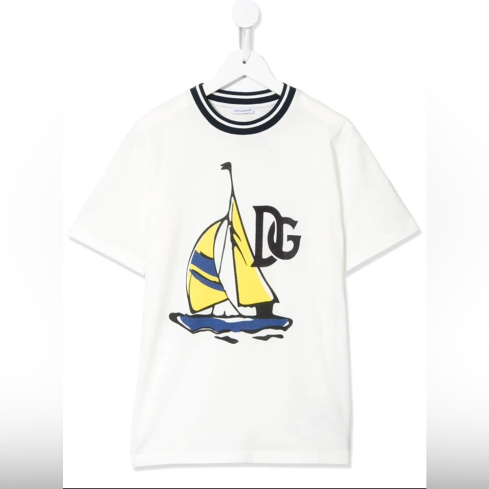Dolce&Gabbana white t-shirt with sailboat boys size 11-12. 100% authentic